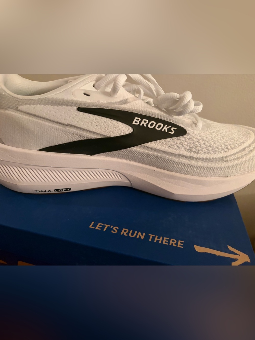 Brooks White Running Sneaker with Black Logo